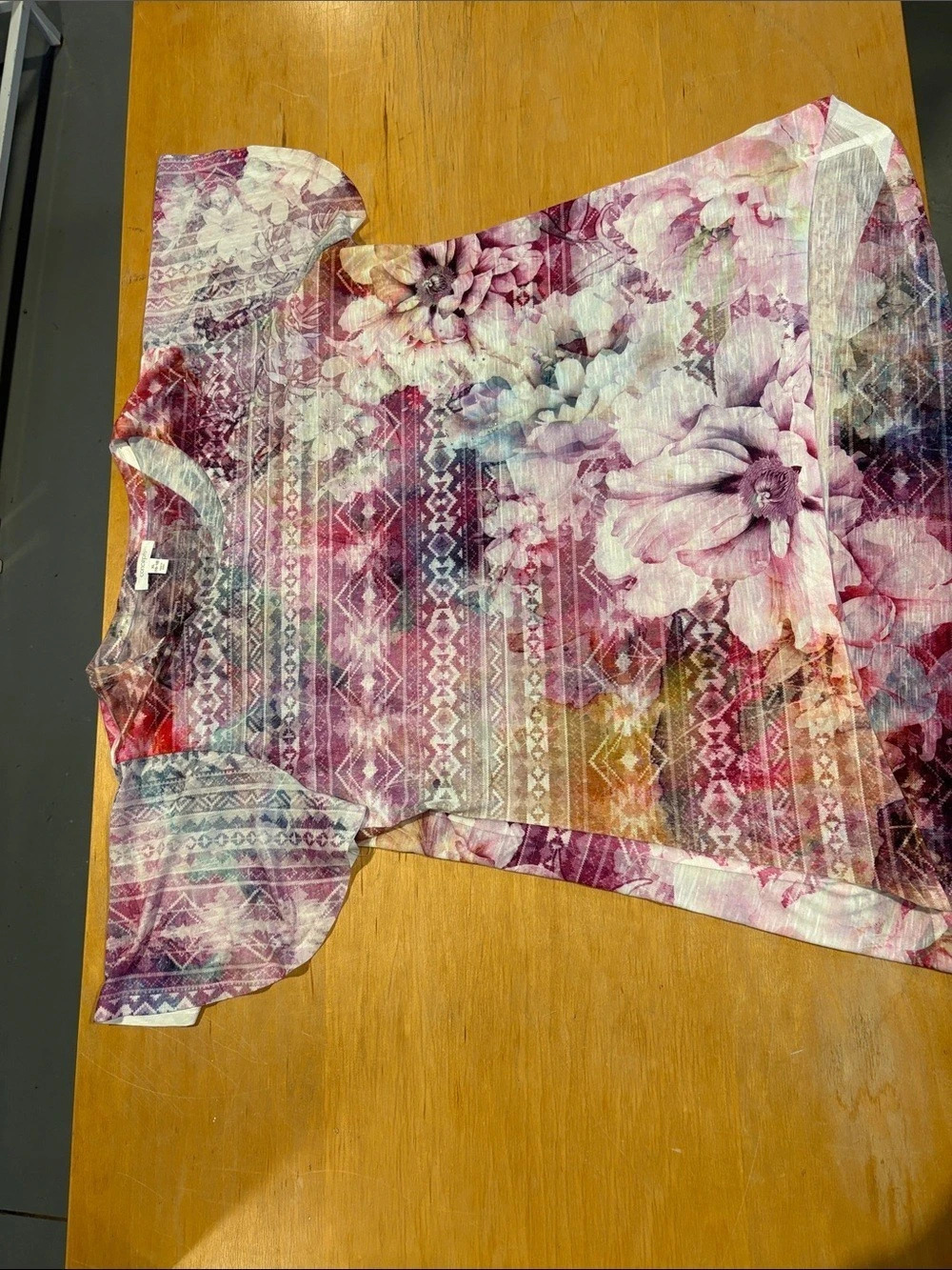 Concepts ~ Floral Periwinkle Purple Vibrant Shirt / Top High Low